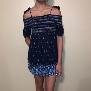 Navy Blue Cold Shoulder Dress